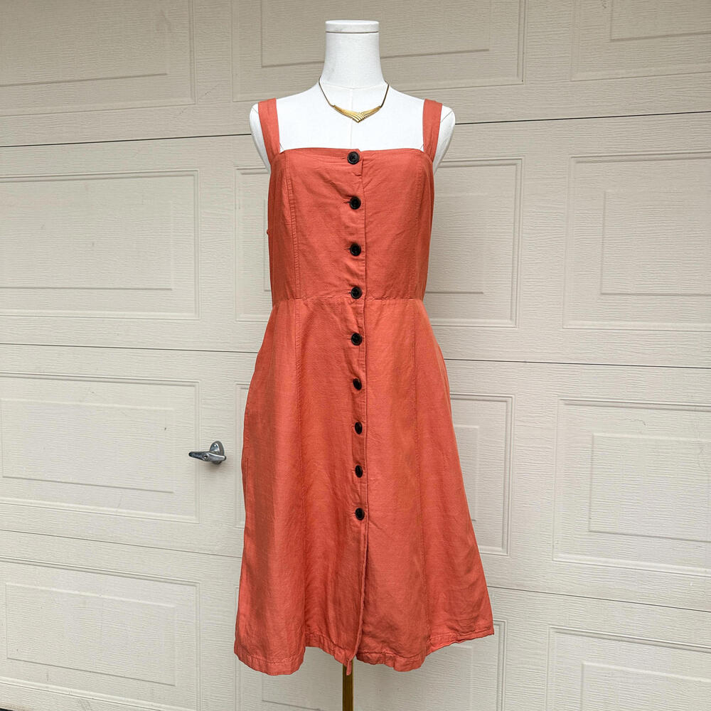Gap Coral Button Front Dress Women’s 6 100% Cotton Lined